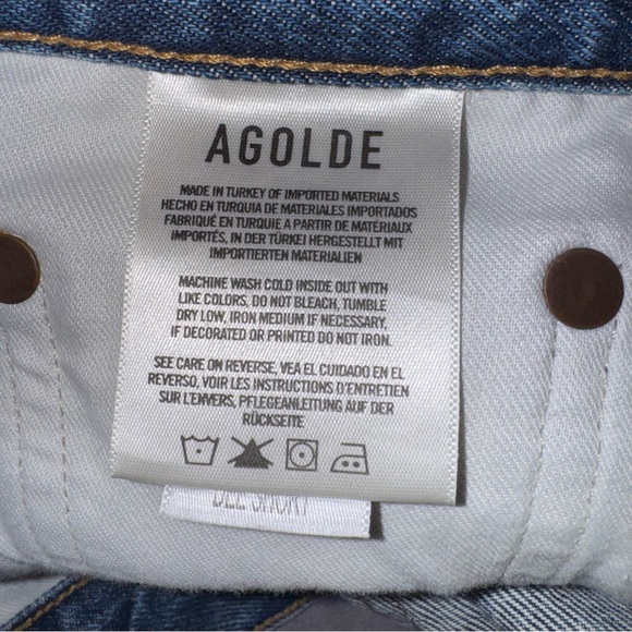 Agolde Dee high rise denim Jean Shorts rolled raw hem size 30 90’s vintage wash - Picture 11 of 13